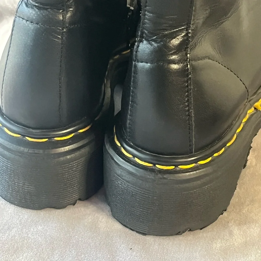 Dr. Martens Kids Black‎ Boots with Yellow Stitching